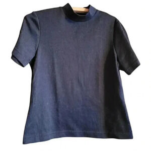 Nancy Bolen City Girl Black Top  with high neck short sleeves medium